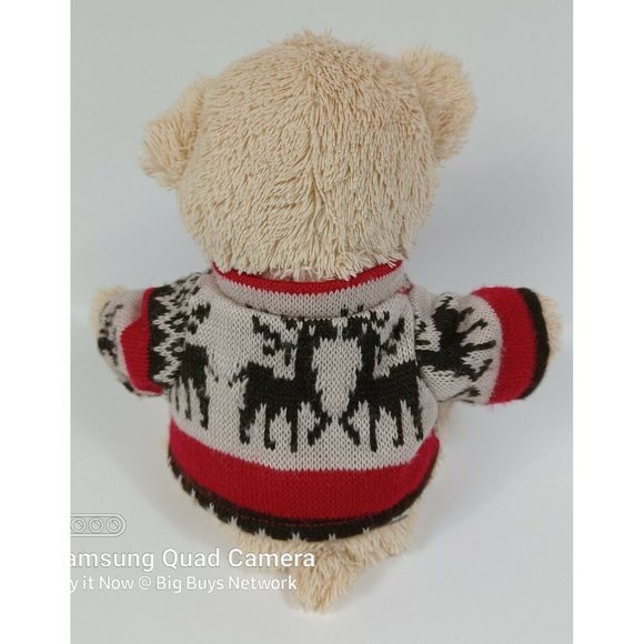 GUND Tan 12" Teddy Bear Plush Brown Thread Nose🧸 in Knit Reindeer Art  Sweater - Picture 3 of 12